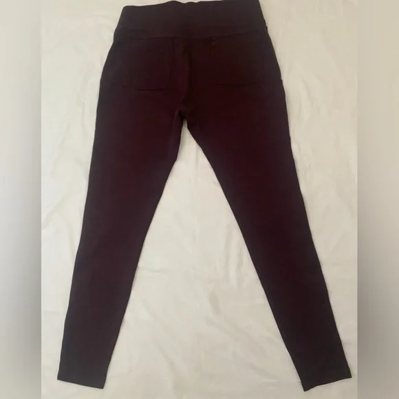 High-Waisted Women's Dark Wine Leggings - Picture 4 of 7
